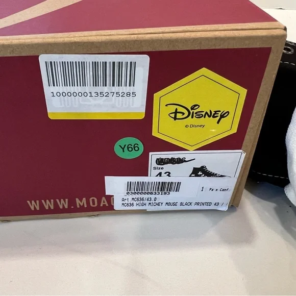 New Mickey Mouse Sneakers M 9.5 / 43 EUR / W 12 Canvas Disney MOA CONCEPT Hi-Top